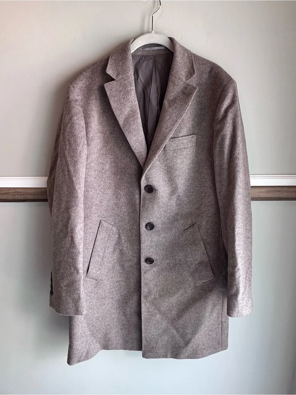 CHARLES TYRWHITT Pure Merino Wool Overcoat Oatmeal